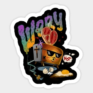 Cheerful little toaster. Hot toaster appliances, character design Sticker